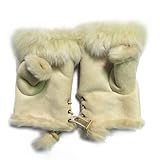 Cocobla Women's Rabbit Fur Hands Wrist Fingerless Gloves