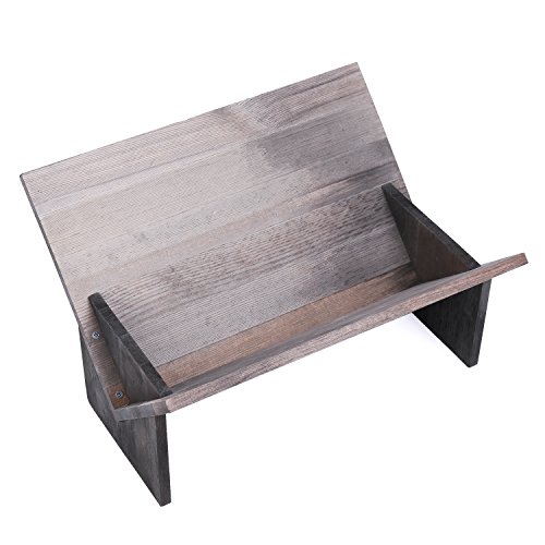 MyGift Rustic Barnwood Gray Tilted Desktop Bookshelf LAVORIST