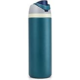 Insulated Water Bottle 24 oz - Stainless Steel, Double Wall Vacuum Flask, Push-Button Lid, Leak-Proof, Cold 24 Hrs, Blue Travel Bottle for Gym, Office
