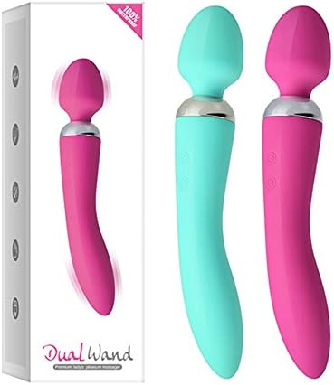 Silicone Dual Wand Massager Waterproof USB Rechargeable Cordless Multi-Speed Body Back Neck Stimulator (Pink)