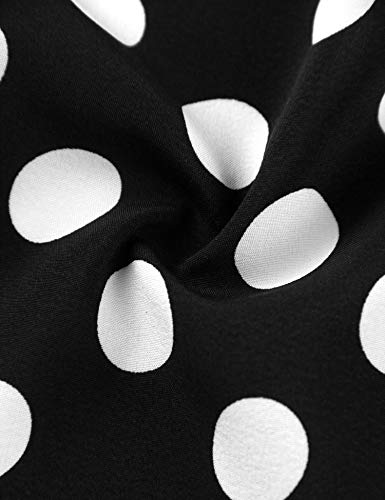 Gaharu Womens Shirts and Blouses, Petites Black Blouses V Neck Summer Tunic Fashion Pleated Fitting Summer Career Tops for Skirt Casual Business Shirt Black Polka Dot,S