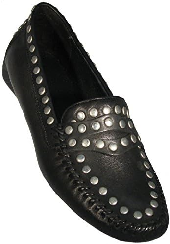 Robert Zur Women's 'Tango' Studded Glove Leather Moc in Black
