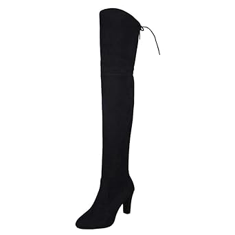 OYSOHE Damen Stiefel Stretch Reißverschluss Slim Spitz Stiefel Scrub Leather Overknee High Heels Schuhe