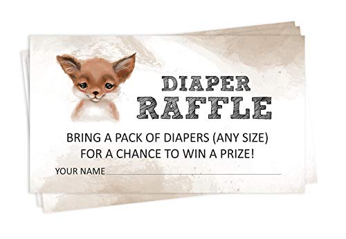Inkdotpot 30 Baby Shower Diaper Raffle Ticket Lottery Insert Cards Supplies Games For Baby Shower Party Fox Jungle Animals Bring A Pack Of Diapers To Win Favors Gifts And Prizes