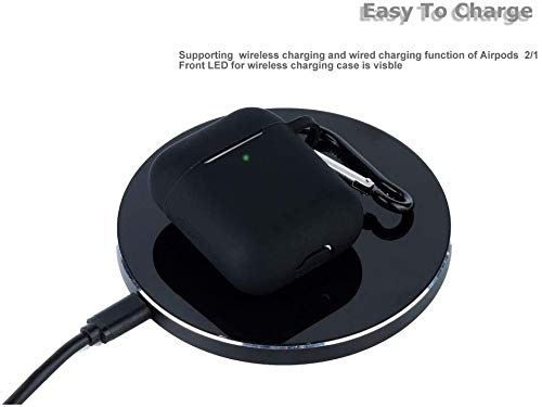 AirPods Case Silicon with Earbuds Strap and Keychain Upgraded Ultra-Thin Soft Skin Cover Compatible with Apple AirPods 2 & 1 -(AirPods Case-Black)