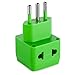 Italy Travel Adapter by Yubi Power 2 in 1 Universal International Travel Adapter plug with 2 Universal Outlets - Green - Type L for Chile, Ethiopia, Italy, Lybia, Syria, Tunisia, & Uruguay 2 PACK