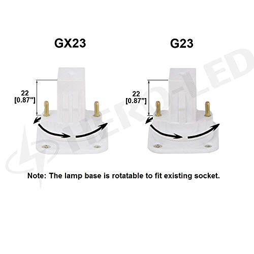 HERO-LED  G23D-8W-DW Rotatable PL-S Lamp G23D 2-Pin LED CFL/Compact Fluorescent Lamp Replacement, 8W, 18W Equal, Daylight White 5000K, 4-Pack (Remove/Bypass The Ballast) - Thumbnail 4
