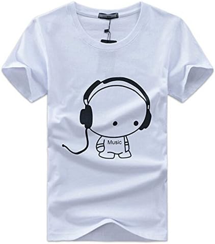 RUOYUCL Men's T-Shirts Cartoon Print Short Sleeve Summer Tops Korean Style