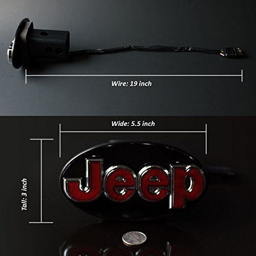 Jeep Hitch Cover Licensed LED Light (Running and Brake Light) Trailer
