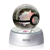 AXAYINC 3D Crystal Ball LED Night Lights Advance Laser Engraving Children's Gift (Gengar)
