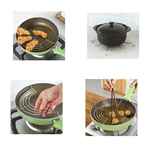 Castuvy Stainless Steel Drain Frying rack, Semicircular oil Drain Rack