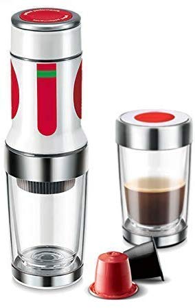 CENPEN Kaffee-Maschine, bewegliche Handpresse Kaffeemaschine Mini-Hand Espresso Pods Kaffee-Kapsel-Maschine (weiß) – Bild 6