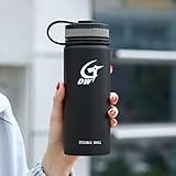 Double Wall Vacuum Insulated Stainless Steel Water Bottle, Wide Mouth with BPA Free Lid (21oz)