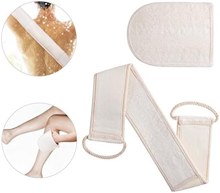 Loofah Exfoliating Shower Set – (2 in 1 Set) Loofah Back Scrubber + Bath Glove Scrubber, Long Shower Luffa Sponge with Bar Soap Pocket, Body Sponge Scratcher with Natural Loufa for Men and Women