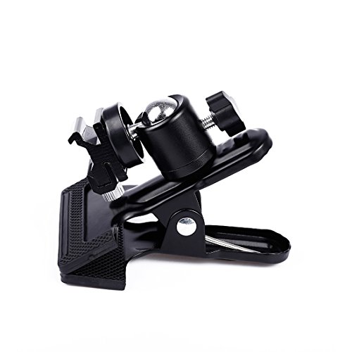 E-Type Flash Hot Shoe Heavy Duty Clip Clamp Flash Reflector Holder Mount with Ball Head Standard 1/4" Screw for Light Stand Bracket DSLR Camera Flash Speedlite Tripod-2Pack - Thumbnail 2
