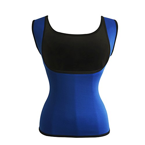 Women's Hot Sweat Slimming Neoprene Shirt Vest Body Shapers for Weight Loss Fat Burner Tank Top (Large, Blue) - Thumbnail 6