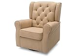 Delta Children Emerson Upholstered Glider Swivel Rocker Chair, Beige with Ecru Welt