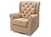 Delta Children Emerson Nursery Glider Swivel Rocker Chair, Beige with Ecru Welt