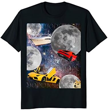 HODL SPACE MOON YACHT DOGE COIN BITCOIN TSHIRT