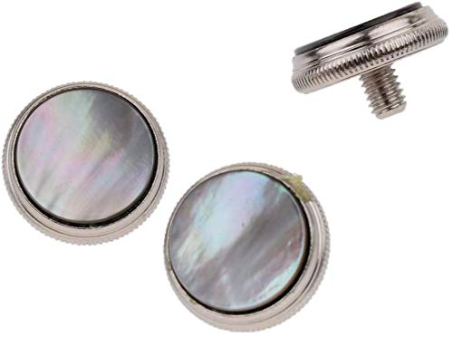 Lheng 3Pcs Trumpet Valve Finger Buttons Musical Instruments Accessories Silver with Black Shell Inlay