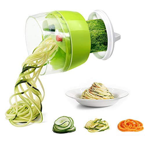 4 in 1 spiralizer Vegetable Slicer, Fun Life Handheld Veggie spiralizer, Vegetable Spiral Slicer for Zucchini/Spaghetti/Onion/Carrot/Cucumber
