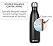 Modern Innovations 17 Ounce Stainless Steel Water Bottles, Vacuum Insulated Double Walled Leak Proof Sports Water Bottle, 1 Pack, Black