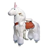 WONDERS SHOP USA Ponycycle Pony Cycle Ride On Horse No Need Battery No Electric Just Walking Horse LOVELY WHITE UNICORN - Size MEDIUM for Children 4 to 9 Years