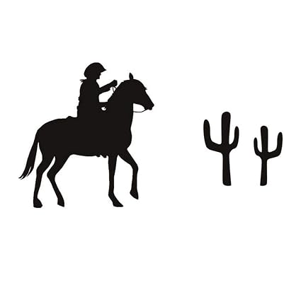 Etiqueta De La Pared Vaquero Equitación Caballo Animal Vinilo Papel