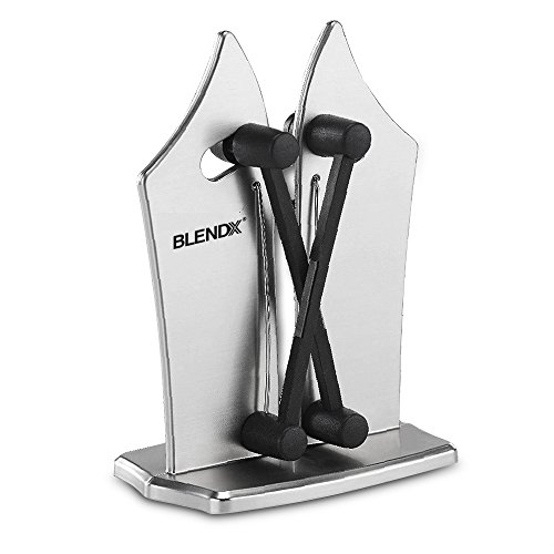 Knife Sharpener,Bavarian Edge Kitchen Knife Sharpener for Japanese Knife Beveled Standard Serrated Blades, Tungsten Carbide Kitchen Knife Sharpens for Hones, Polishes - Silver by BLENDX - Thumbnail 6