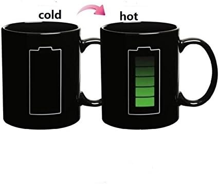 MissYiaa Magic Coffee Heat Sensitive Mug, Magic Morning Mug Coffee Tea Milk Hot Cold Heat Sensitive Color-changing Mug Cup (The battery)
