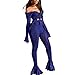 Sprifloral Sexy 2 Piece Glitter Outfits for Women - Off Shoulder Long Sleeve Bow Tie Bandage Crop Top + Bell Bottoms Sets