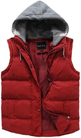 Cloudy Arch Women's Winter Outwear Vest Detachable Hood Waistcoat(Wine Red,S)