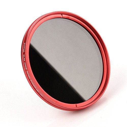 FocusFoto Fotga 52mm Ultra Slim Variable Fader ND2-ND400 Neutral Density ND Filter Adjustable ND2 ND4 ND8 ND16 ND32 ND100 to ND400 for Canon Nikon DSLR Camera Lens with Red Frame Ring