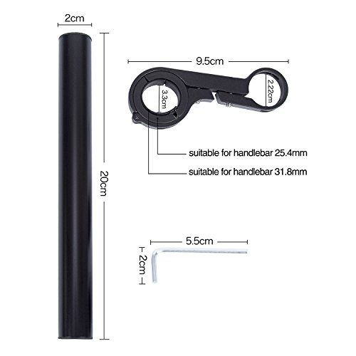 Hakkin Bike Extension Cycling Lightweight Carbon Fiber Bicycle Speedometer Phone Holder Mount,31.8MM with Aluminum Alloy Bracket Fits on to Your Bike Handle Bars to Add Extra Storage Space for Bike