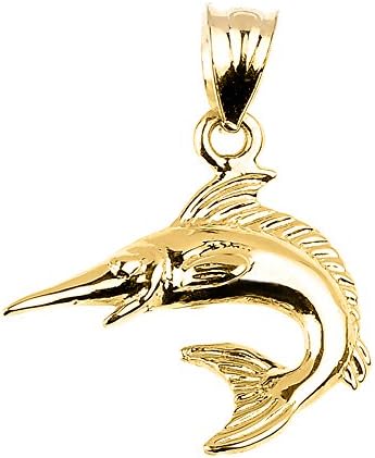 High Polished 10k Solid Yellow Gold Swordfish Charm Pendant