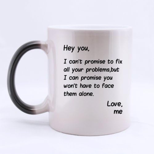 100% Ceramic Romantic Sentence "Hey you¡­¡­ Love,me" Morphing Mug 11 Ounces Heat Sensitive Color Changing Custom Coffee/Tea Mug Great Gift Idea