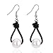 White Pearl Dangle Earrings on Genuine Leather Cord Hook Drop Bohemian Jewelry for Women Black
