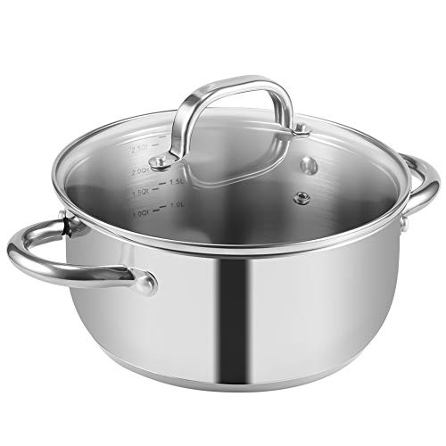 iSiLER 2.6 Quarts Stainless Steel Stock Pot with Lid, Multi-purpose Cooking Pot Suitable for Induction Cooker or Gas Cooker - Thumbnail 6