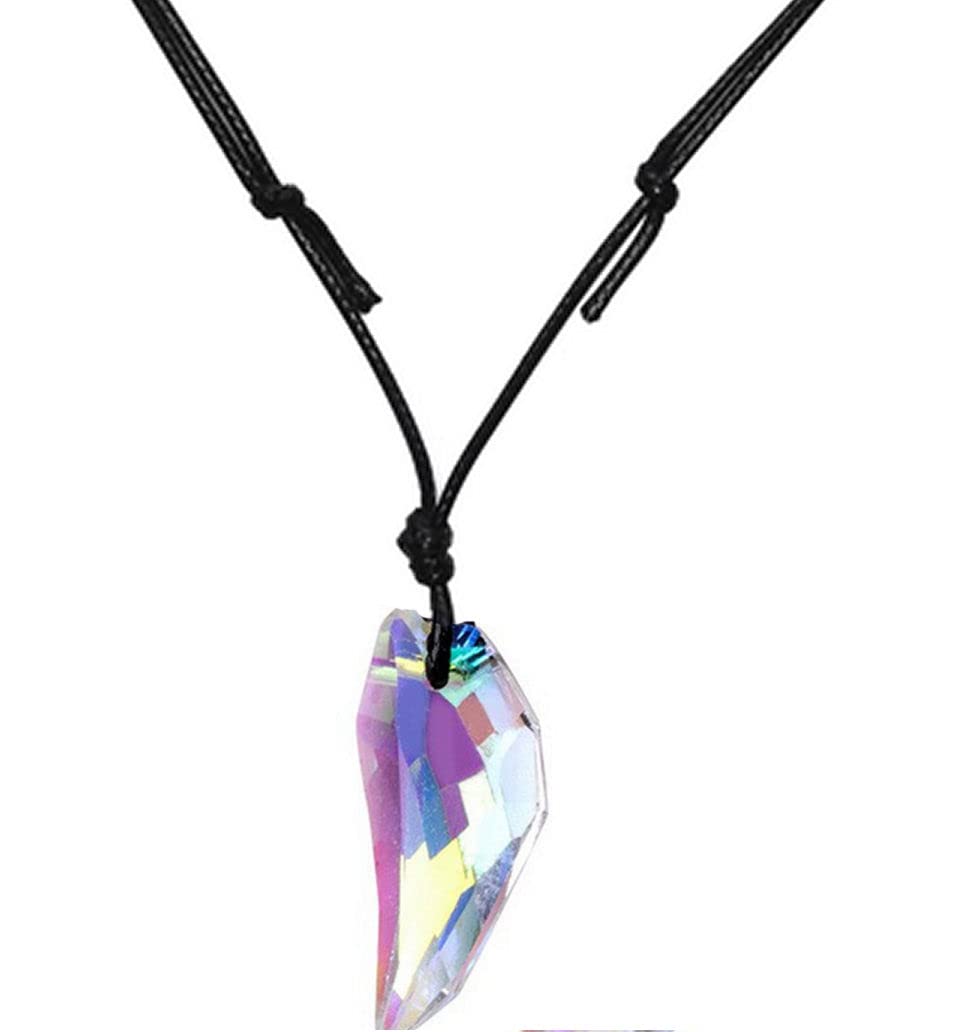 Gregory Crafts & Gifts Dragons Tooth Crystal Necklace - Black Cord and Tooth Shaped Crystal