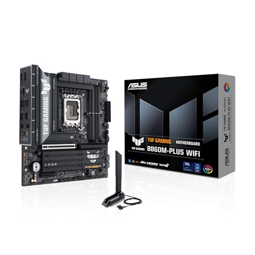 ASUS TUF Gaming B860M-PLUS WiFi Mainboard Sockel Intel LGA 1851 (Intel B860, mATX, DDR5 Speicher, PCIe 5.0, 2X PCIe 4.0 M.2, WiFi 7, Aura Sync)