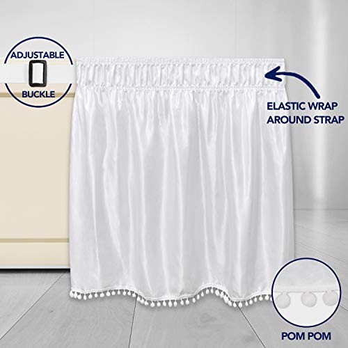 PureFit Satin Silk Pom Pom Ruffled Wrap Around Bed Skirt with