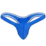 FFESHOW Men's Smooth Bikini Pouch Underwear G String Thongs (Blue)