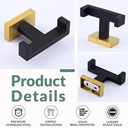 APLusee Double Towel Robe Hook Black
