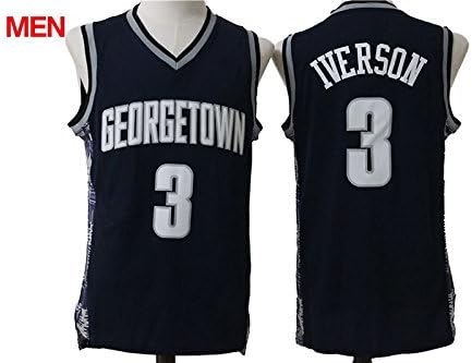 Mens Georgetown University Hoyas #3 Allen Iverson College Basketball Jerseys Black L