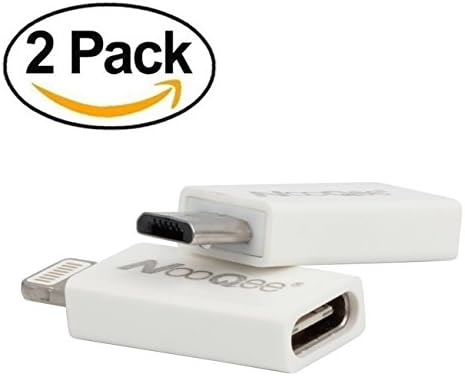 NooQee Type C(USB C) to 8-Pin Lightning and Micro USB Charge and Sync Adapter - Charge your Apple Device, Most Android Cellphone/Kindle/GPS via Type C Cables (White 2-Pack)