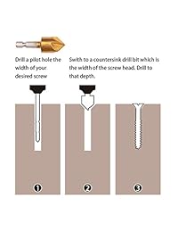 Juego de brocas avellanadas, 6 piezas de 1 4" vástago hexagonal HSS