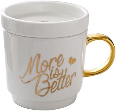 Fine Bone China Mug-Office Cup 10oz with Lid-Coffee Cup with More is Better design with Cover-Tea Cup-Milk Cup-Gift for Friends with Gift Box-YOSOU HOME