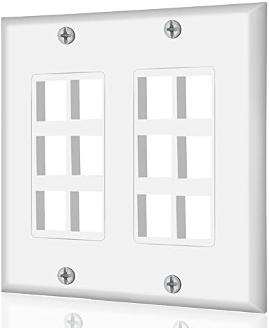 Keystone Wall Plate Double Gang 12-Port White