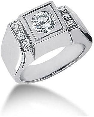Wedding Bands Wholesale Men's Platinum Diamond Ring 1 Round Stone 118PLAT-MDR1004