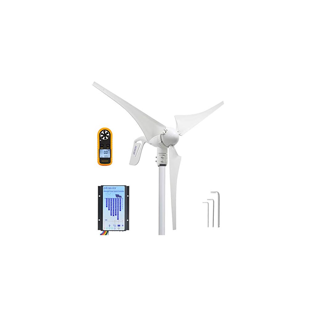 PIKASOLA Wind Turbine Generator 12V 400W with a 30A Hybrid Charge